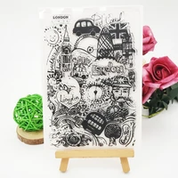 1pc retro city transparent silicone stamp diy scrapbooking rubber coloring embossed diary decor template reusable 1116cm