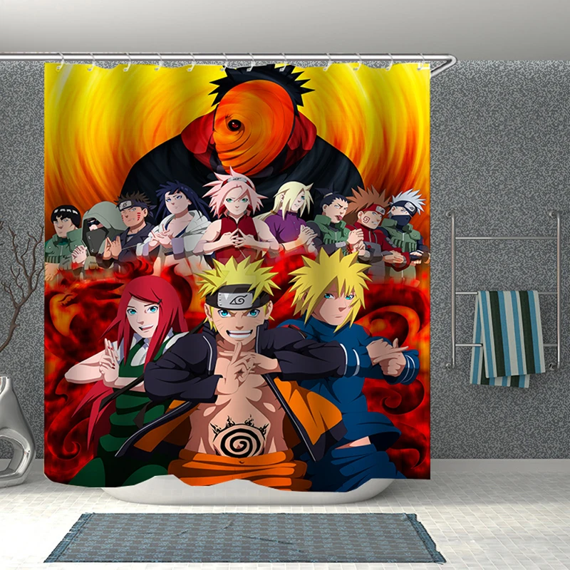 

Anime Naruto 3D Print Shower Curtain Polyester Fabric Bathroom Curtain Waterproof Hook Bath Curtain Kids Cartoon Gift Children