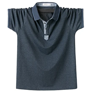 Рубашка-поло мужская хлопковая, повседневная сорочка с полосками сбоку, однотонная, для делового образа, 6XL, 5XL, XXXXL, размера плюс