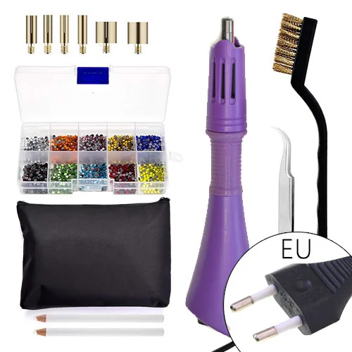 B-Purple-EU Быстро нагревается! EU/US Plug белое устройство горячей фиксации для нанесения страз розовый Железный-на горячей фиксации Стразы аппликатор палочка термофиксация инструмент Y2852 - Цвет: B-Purple-EU