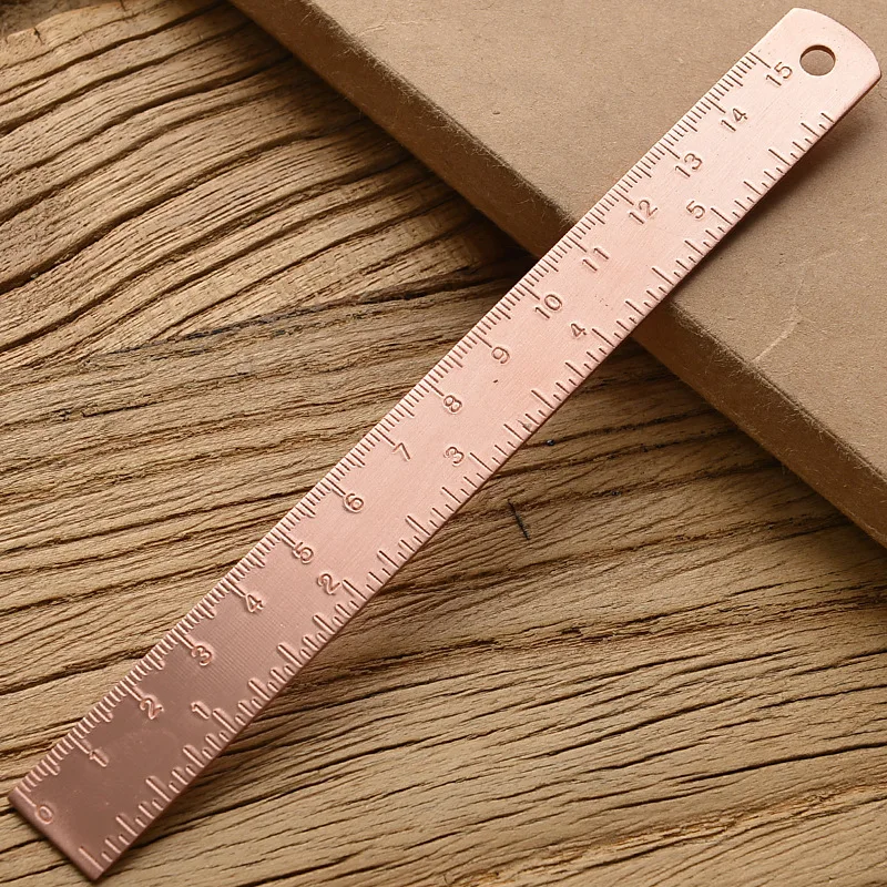 15cm Brass Straight Ruler For School Office Stationery Metal Painting Drawing Tools Rose Gold Measuring Bookmark | Канцтовары для