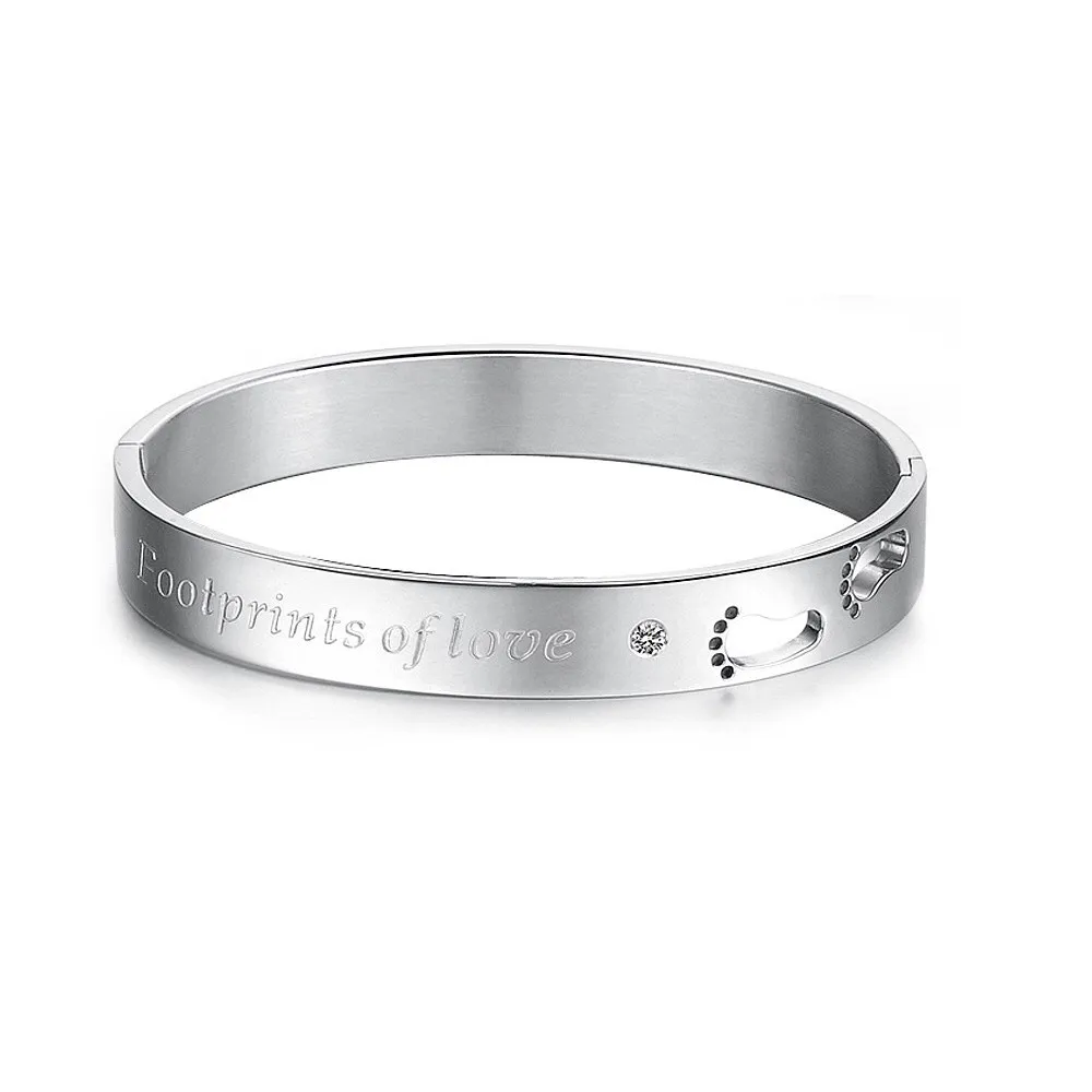 New bracelet synthetic zircon love footprint titanium steel couple | Украшения и аксессуары