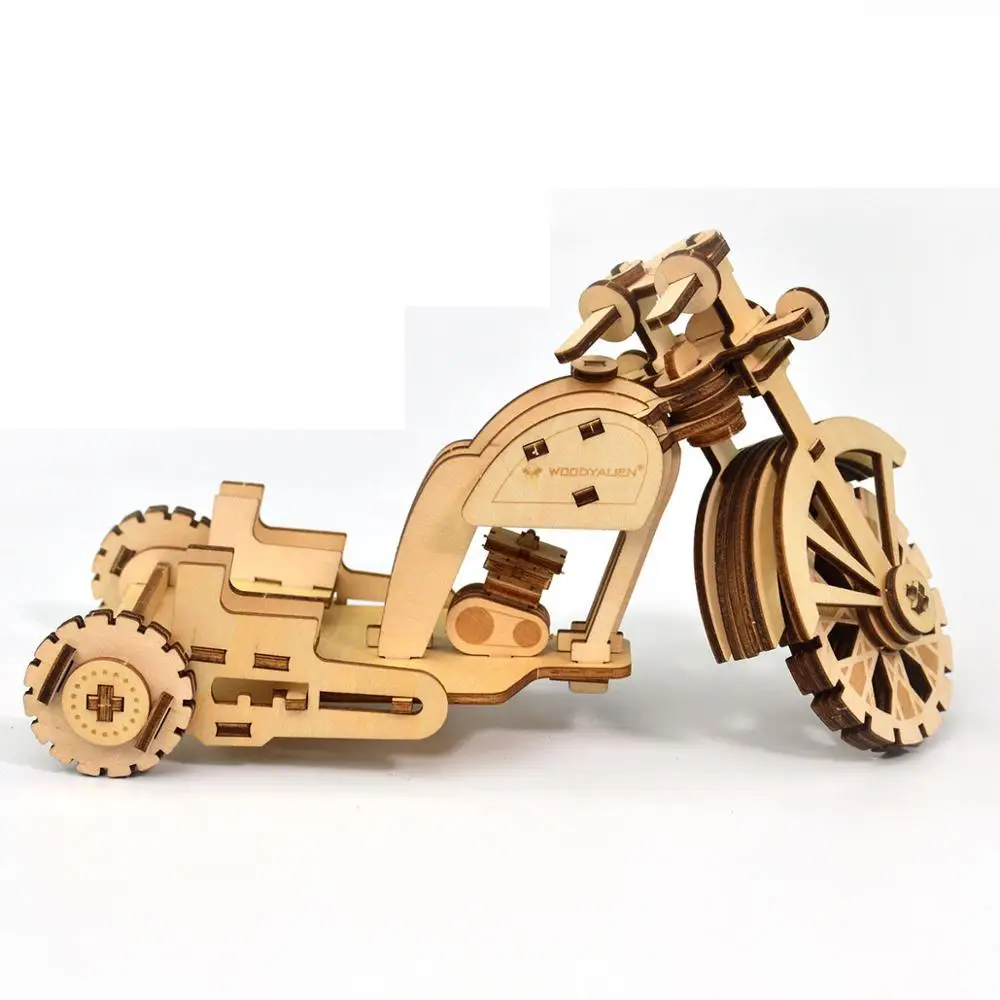 Лазерная резка 3D Деревянный пазл бисамолет Автомобиль Мотоцикл игрушки в сборе