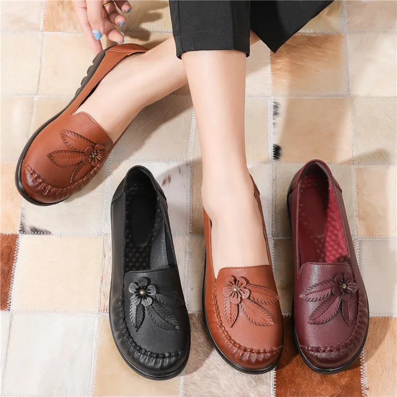 Women's Shoes Fashion Casual Women Genuine Leather Flat Shoe