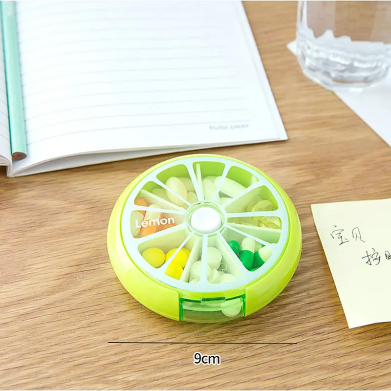 Коробка для таблеток портативный лимон семь-сетка вращающийся мини таблетки