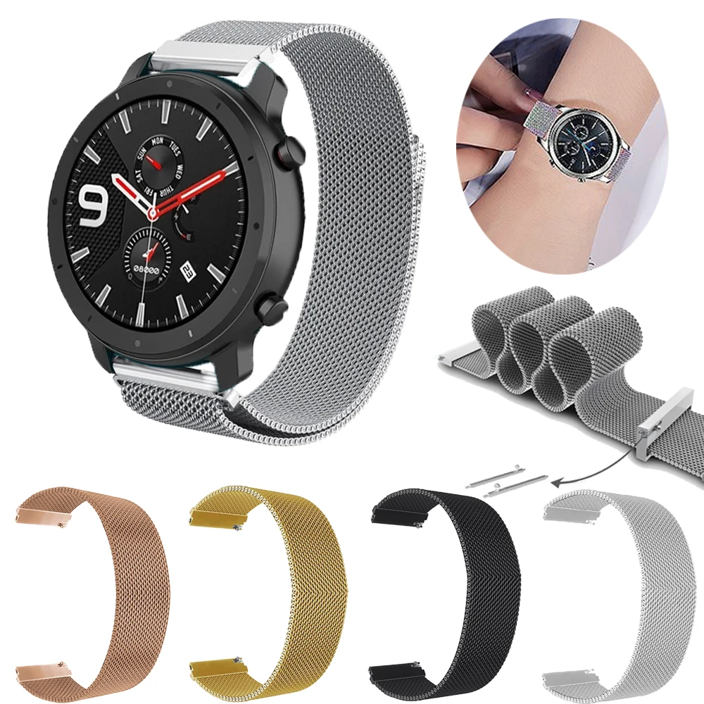 

Браслет для Huami Amazfit GTR 47, металлический ремешок из нержавеющей стали для Amazfit GTR 2/Stratos 3/2/2S, 22 мм