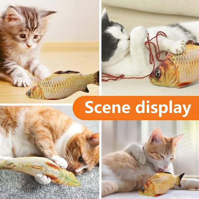 

Pet Cat Toy Electric Shaking Simulation Fish Toys Usb For Cats Chewing Playing Biting Stuffed Catnip Interactive Plush Toy