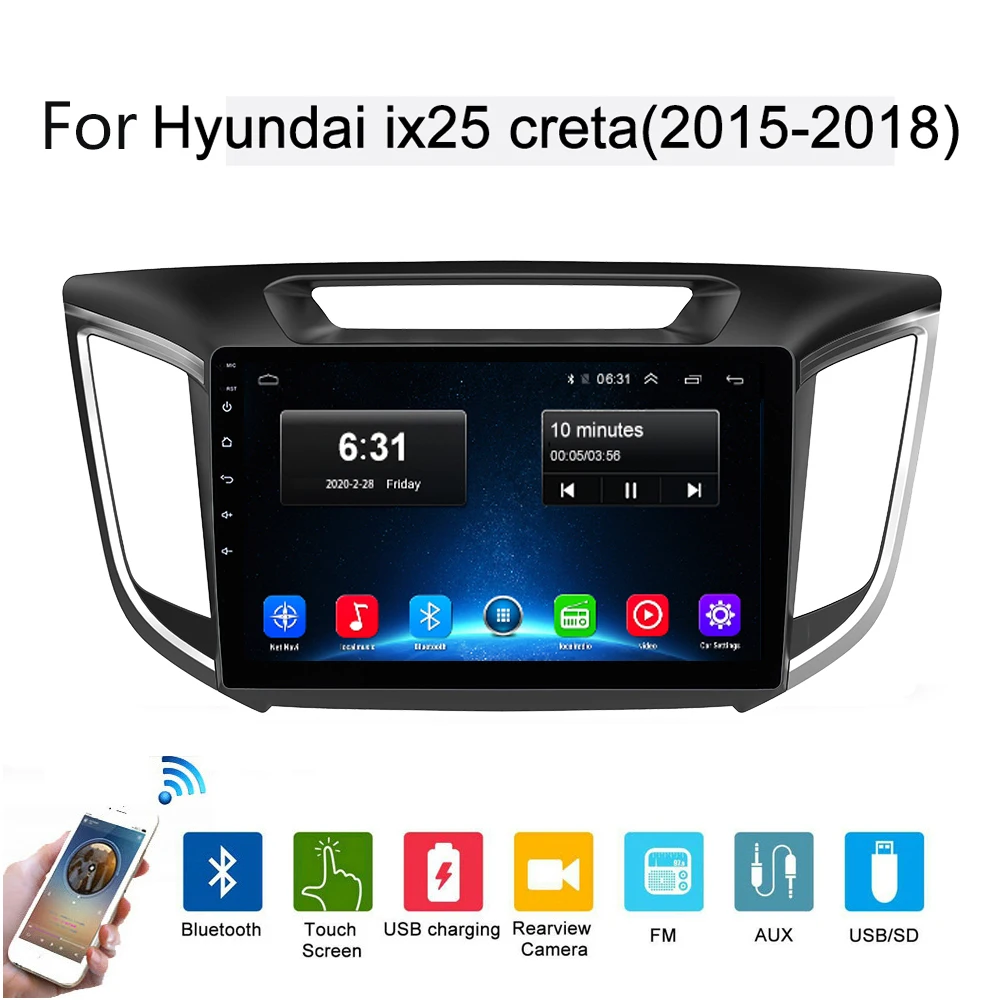 Автомагнитола для Hyundai creta ix25 2 din мультимедийный видеоплеер навигация GPS Android 10 1