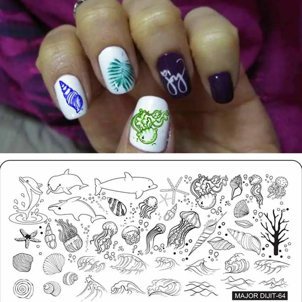Пламя Дельфин серии ногтей печать шаблон Уникальный и красивый привлекает