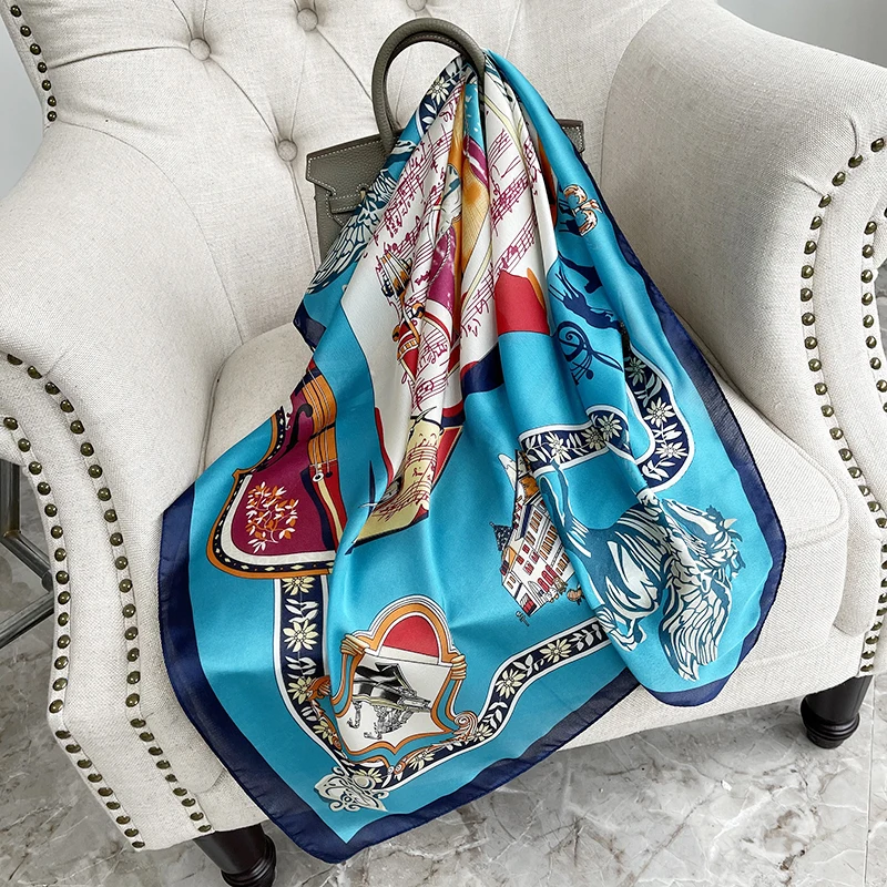 

2021 new spring women scarf quality shawl silk fashion scarf headscarf beach sunscreen bag headscarf scarf 90cm*90cm