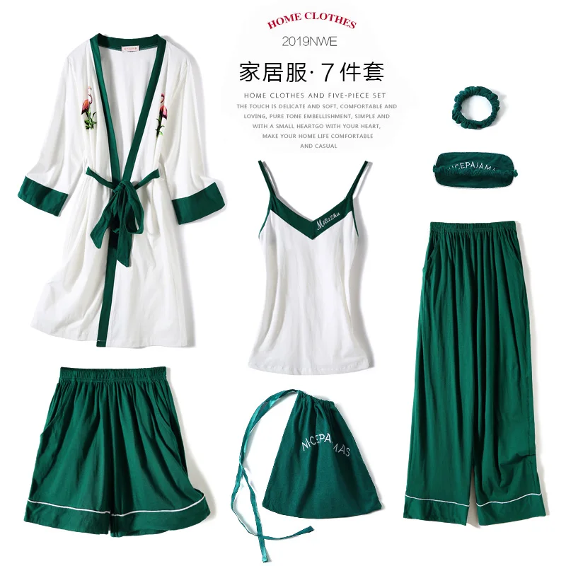 Распродажа продвижение халат Сезон лето осень набор из 7 шт 100% хлопок женская