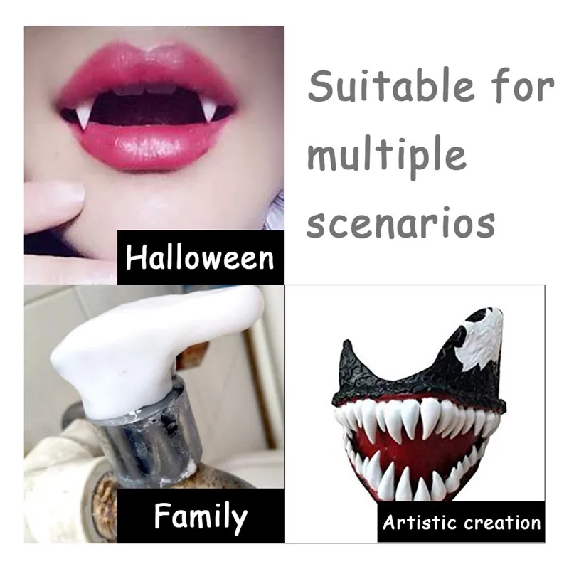 1 Pair 4 Sizes Vampire Teeth Dentures Prop Halloween Fangs Cosplay Party False DIY Decorations |