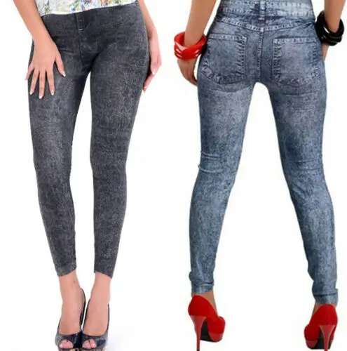 Leggings-Jean taille haute pour femmes, Leggings Sexy, pantalon crayon en Denim, extensible, nouvelle mode