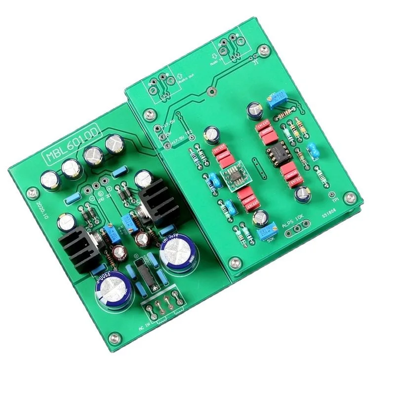 

Latest Assembled AC18V*2 Hifi MBL6010D Integrated Stereo Preamplifier Board With Power Supply Board TI5534 OP627 Op-amp