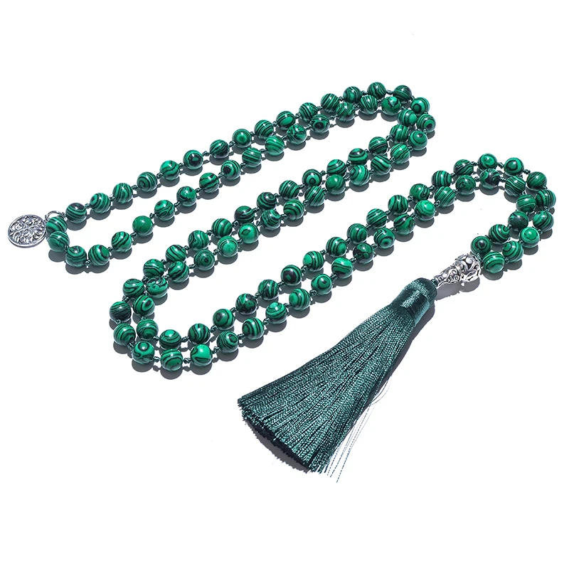 8 мм бусины из Малахита 108 Japa Mala Necklace медитация молитва йоги Четки для мужчин и