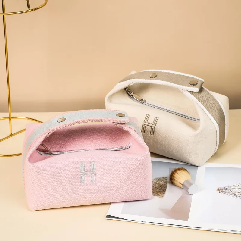

Ladies Canvas Makeup Pouch Cosmetic Storage Bag Fashion Women Zipper Toiletry Organizer for Travel Home Wash Handbags