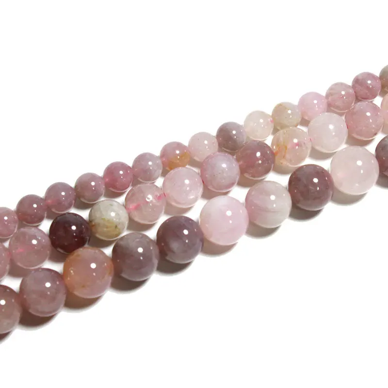 Естественное сочетание Цвет Мадагаскар круглый розовый кварц Камень Бисер для