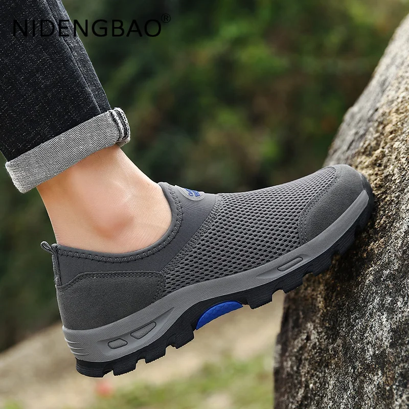 Mens Sneakers Walking Shoes Summer Mesh Breathable Comfortable Outdoor Trekking Loafers Male Casual Trainers Tenis Masculino