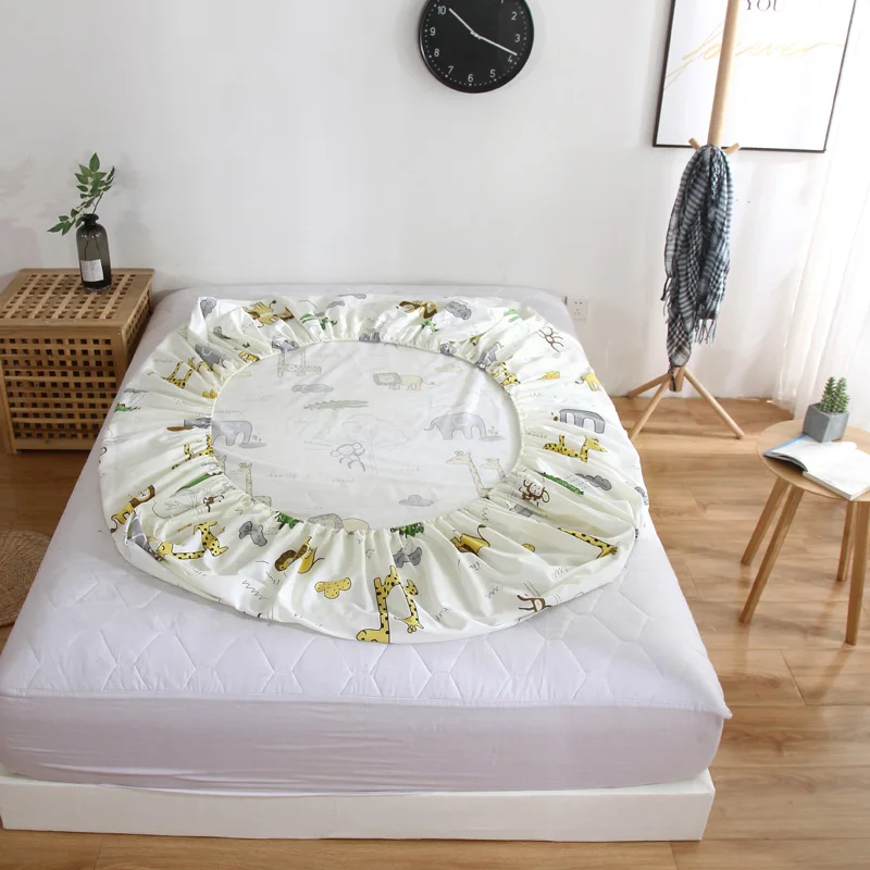 

100% Cotton Bedding Bed Sheet Full Queen King Size Fitted Sheet Comfortable Elastic Mattress Cover Bed Sheet