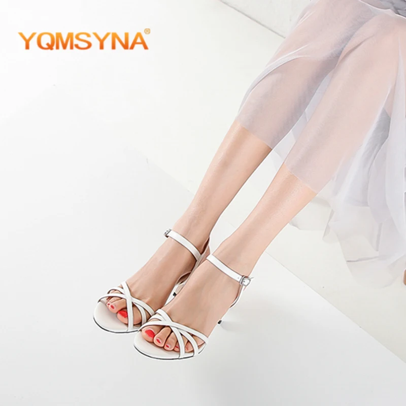 

YQMSYNA Fashion Women's Sandals Elegant Dress Thin Heels Buckle Strap Thin Belt Modern Sandals New Sexy Party Female Shoes AS104