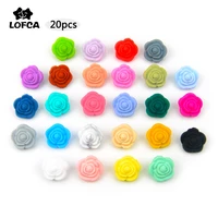 lofca 20pcs silicone beads rose flower baby teethers food grade baby teething toys accessories for pacifier chain bpa free