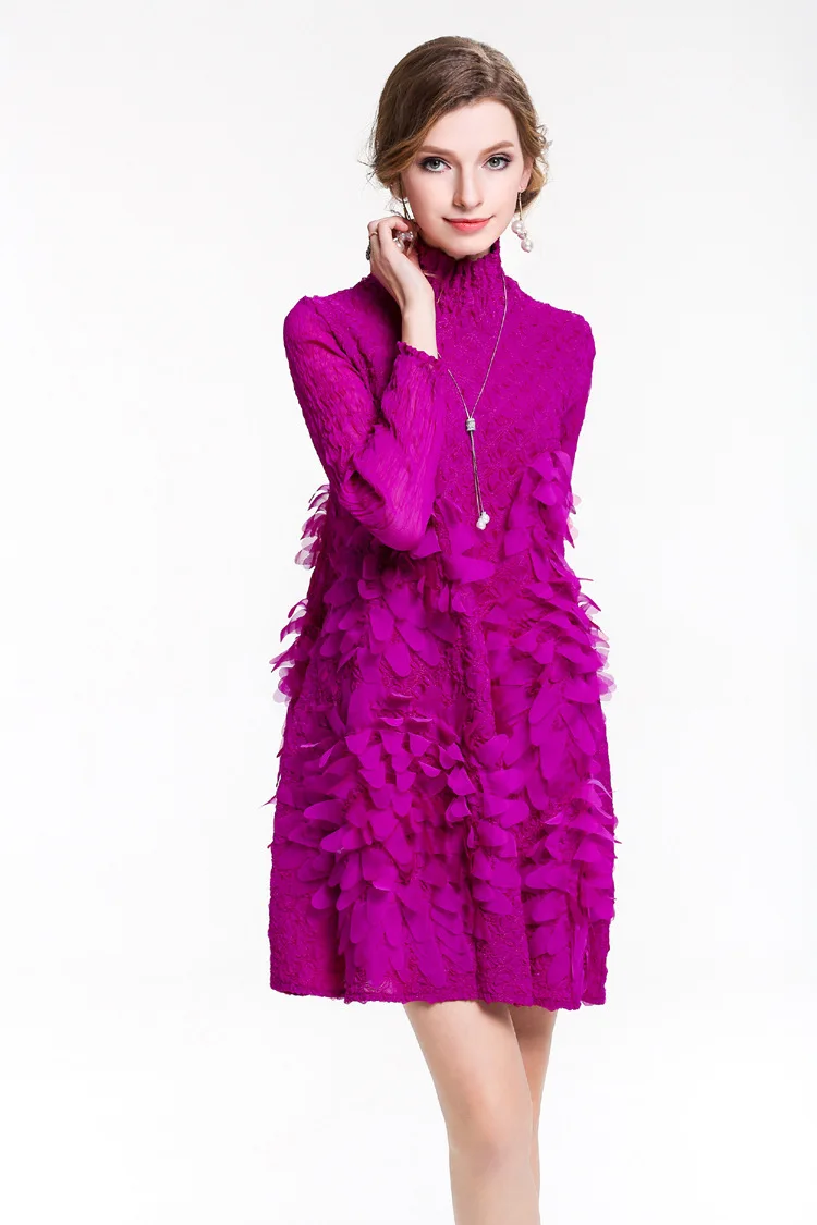 2019 Новое Осеннее плиссированное платье Miyake тяжелая работа Вышитое мини-платье