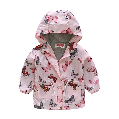 as the picture Girls Hooded Coats Fashion Printed Long Sweatshirt Windbreaker For Girls Autumn Outerwear Kids Wind Coat Children Clothing - Цвет: as the picture