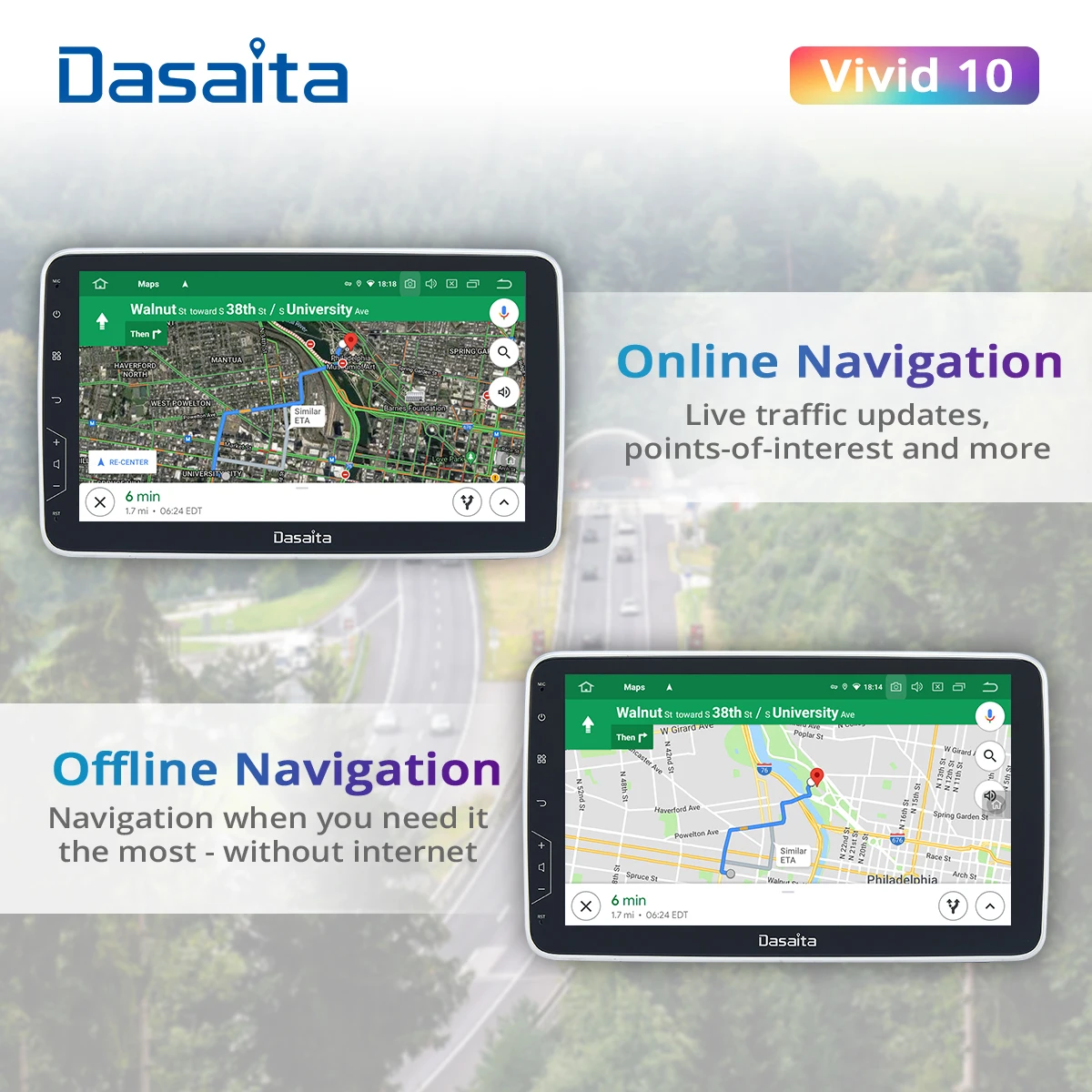 Автомобильная магнитола Dasaita Vivid универсальная мультимедийная система на Android с