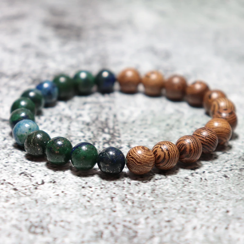 Браслет Yinyang мужской ручной работы деревянные бусины Будда браслет с камнями