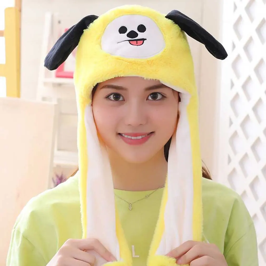 Шляпа с движущейся крышкой унисекс заячьими ушками детская для девочек и