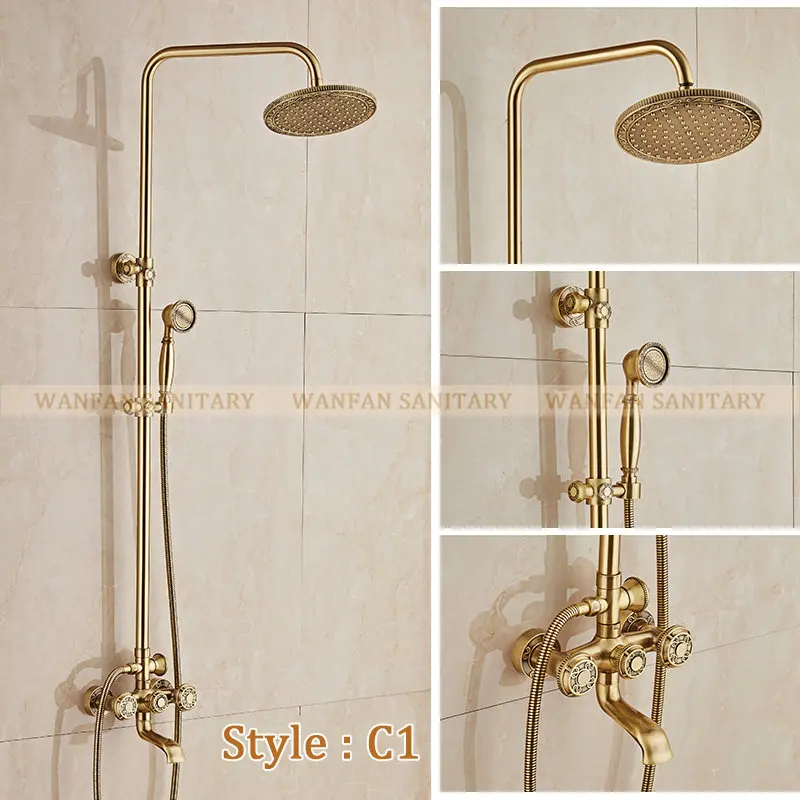 Смесители Для ванны и душа античная латунь настенный смеситель для в форме дождя