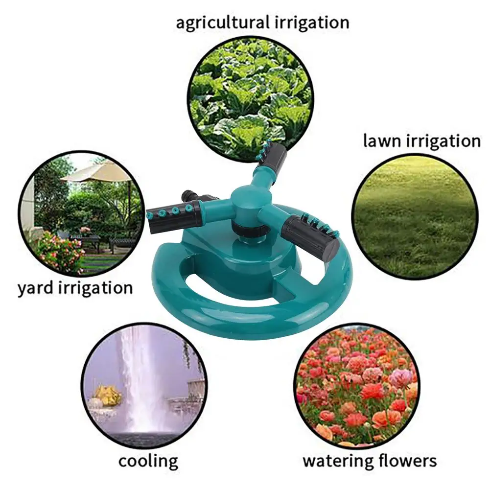 

360 Degree Automatic Rotating Sprinkler Multi-head Sprinkler Watering Device Irrigation Spray Shower Garden Tool
