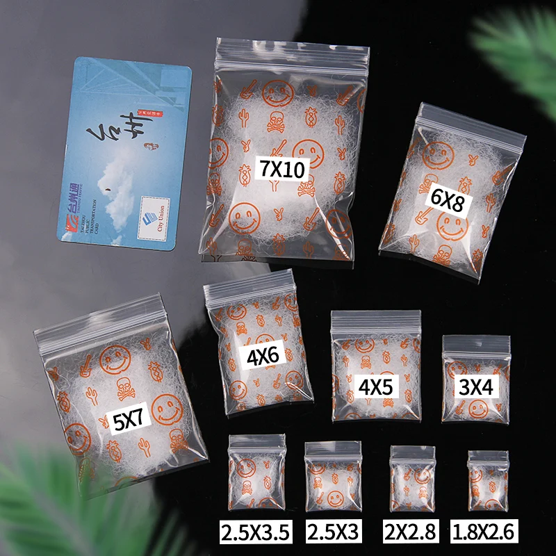 Симпатичные пластиковые пакеты на молнии с оранжевыми смайликами 100 шт.