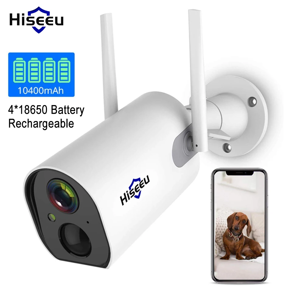 Беспроводная ip камера Hiseeu для наружного наблюдения с питанием от аккумулятора