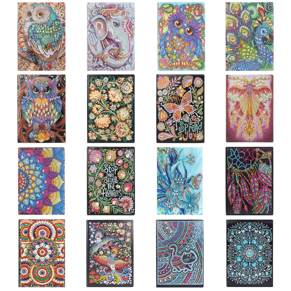 

5D DIY 50 Pages Diamond Painting Mosaic Mandala Special Shaped Diamond Embroidery Full Cross Stitch A5 Notebook Painting Gifts