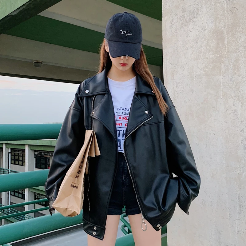 Куртка мужская кожаная на молнии маленький Повседневный пиджак свободного