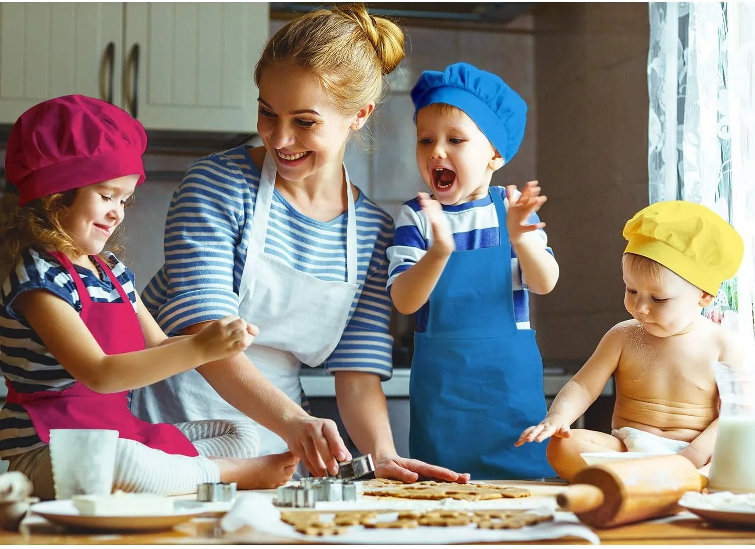

Parent-child Activities Baking Tool Set Children's Cooking Competition Chef Hat Apron Rolling Pin Rainbow Measuring Spoon Etc