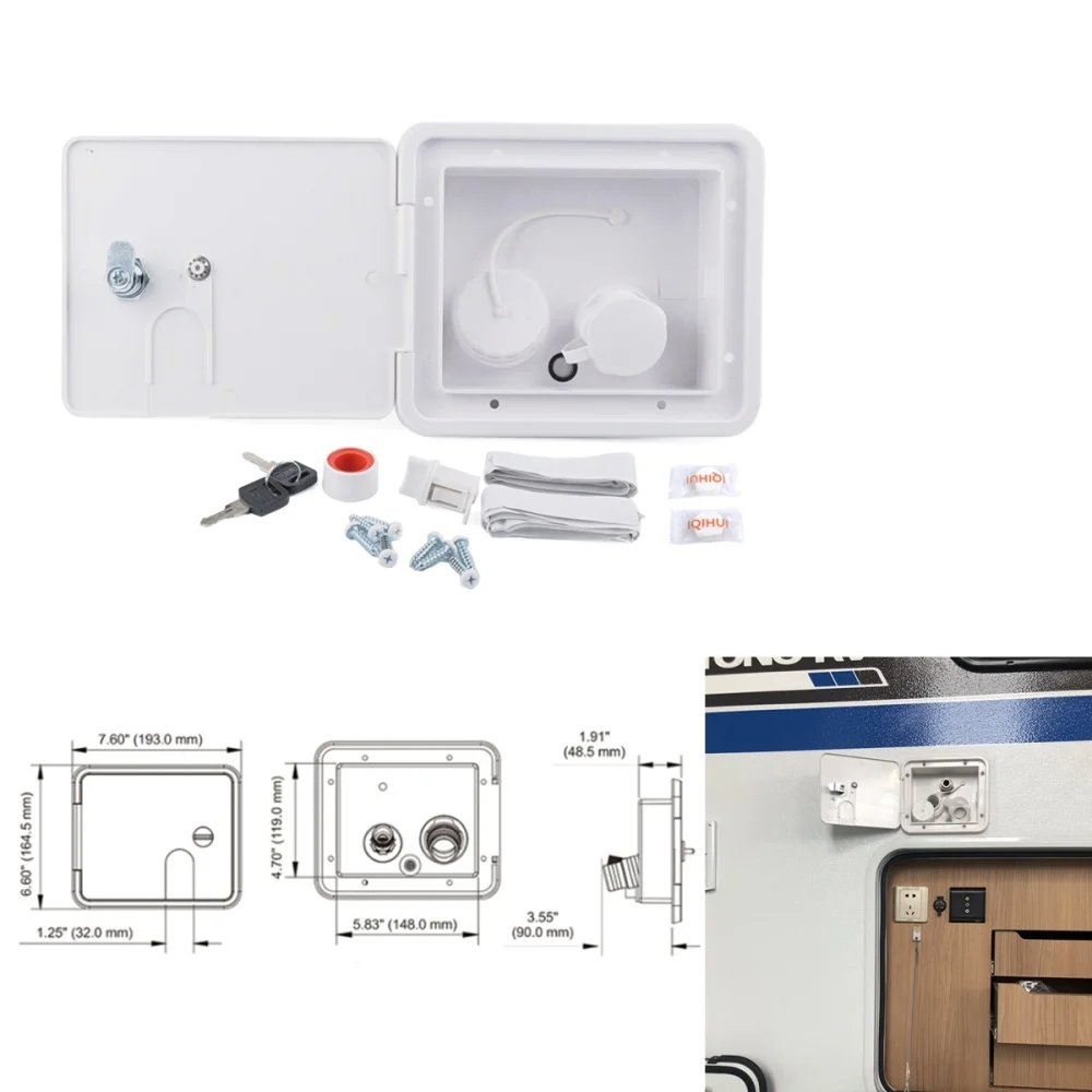 

Universal Gravity Water Hatch Intake Fill Dish Lock Keys RV Trailer Motorhome Camper Caravan Accessories White