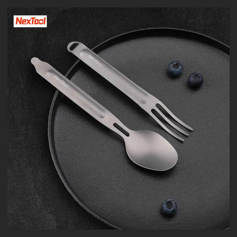 Новейший набор вилок и ложек Youpin NexTool с коробкой титановая портативная посуда 2 в 1