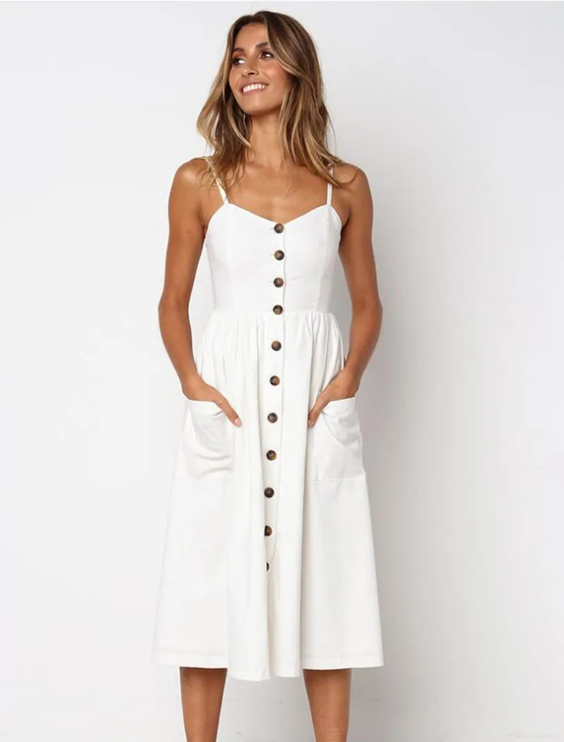 

2021 ladies fashion new European and American single-breasted sling dress