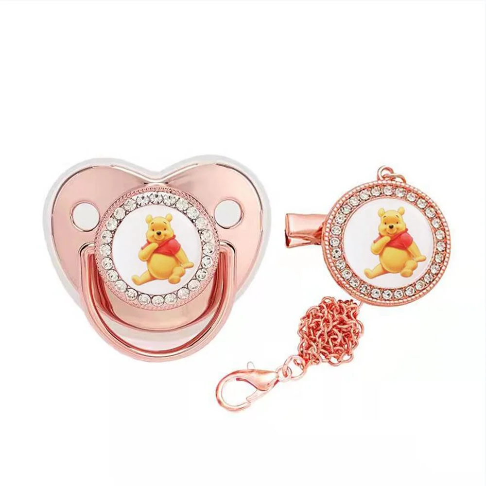

[1 Set] Winnie Hoop Cute Baby Pacifier and Clips Disney Dummy Soother for Newborn Baby Silica Gel Baby Items chupetes para bebes