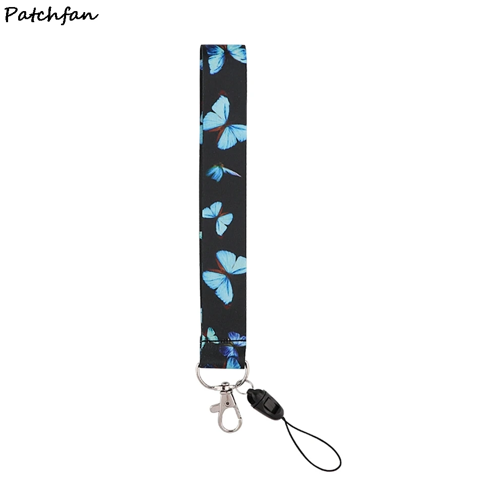

AD826 Patchfan Cartoon Butterfly Wristlet Hand Strap Neck Keychain Necklace Neck Strap Lanyard ID Badge Holder Keychain Lanyards
