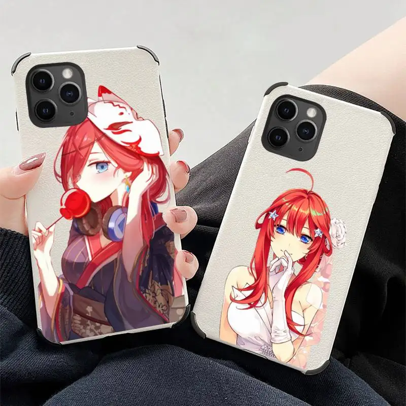 

Gotoubun no Hanayome Phone Case Lambskin Leather For iphone 12 11 8 7 6 XR X XS PLUS MINI PLUS PRO MAX Shockproof