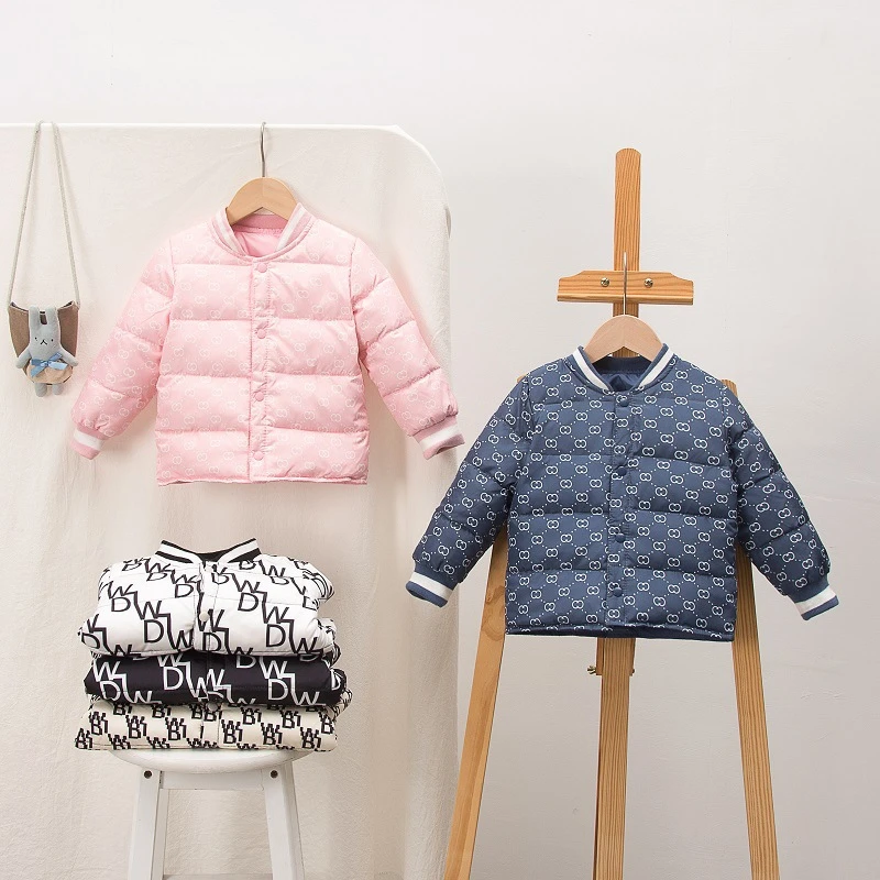 

Girls Baby's Kids Down Jacket Coat 2021 Letters Warm Plus Thicken Winter Autumn Cotton Outerwear Hooded Children's Clothing