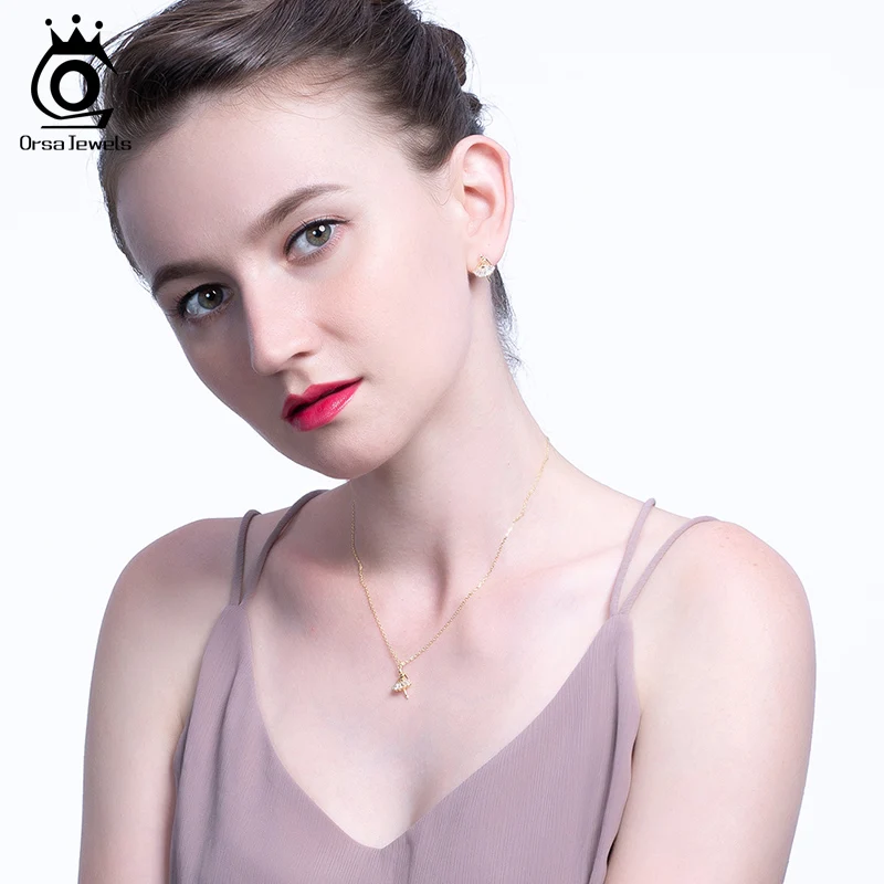 ORSA JEWELS, Чистое Серебро S925 пробы, серьги-гвоздики для балета, АААА, кубический циркон, Женский балетник, модное ювелирное изделие SE181