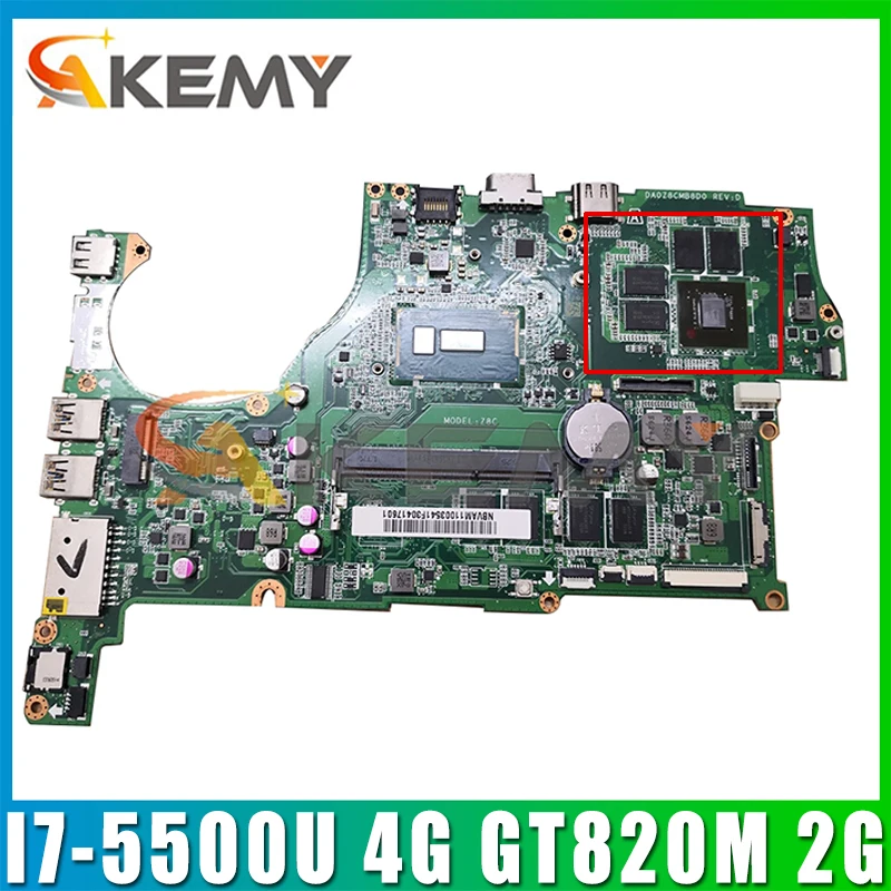 

DA0Z8CMB8D0 For Acer TravelMate P446 P446-M P446-MG Laptop Motherboard With I7-5500U CPU 4G-RAM GT820M 2G-GPU 100% Fully Tested