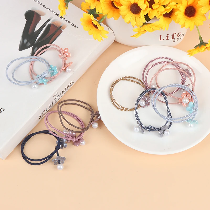 

5 шт., высокоэластичные Цветочные Завязки для волос