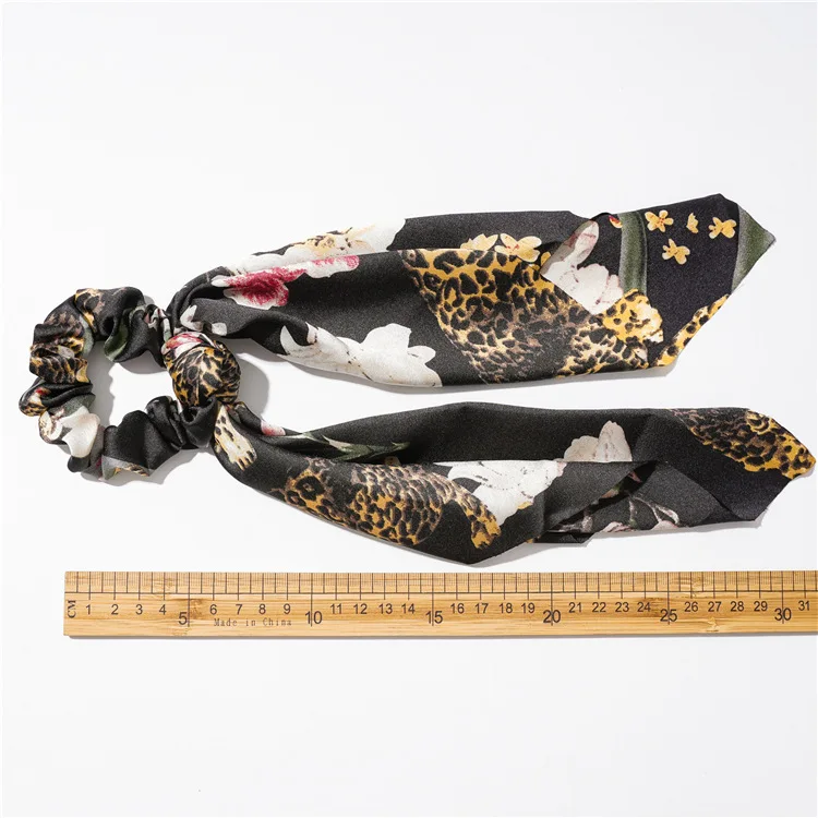 

New Women Hair Scrunchies Sweet Floral Print Elastic Hair Rope Bow Hairband Girl Ponytail Hair Ties Hair Accessories Ornament