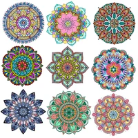mandala flowers stripes thermal stickers heat transfer iron on patches on clothes yoga pattern fusible vinyl custom patch