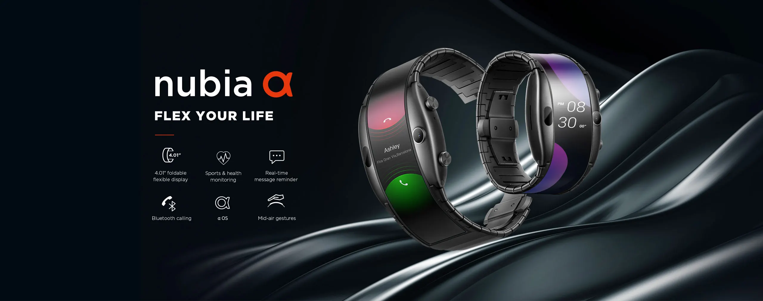 Nubia ALPHA часы телефон 4,0" Складной гибкий дисплей Спорт в режиме реального времени сообщение напоминание Bluetooth Вызов Среднего Воздуха жесты